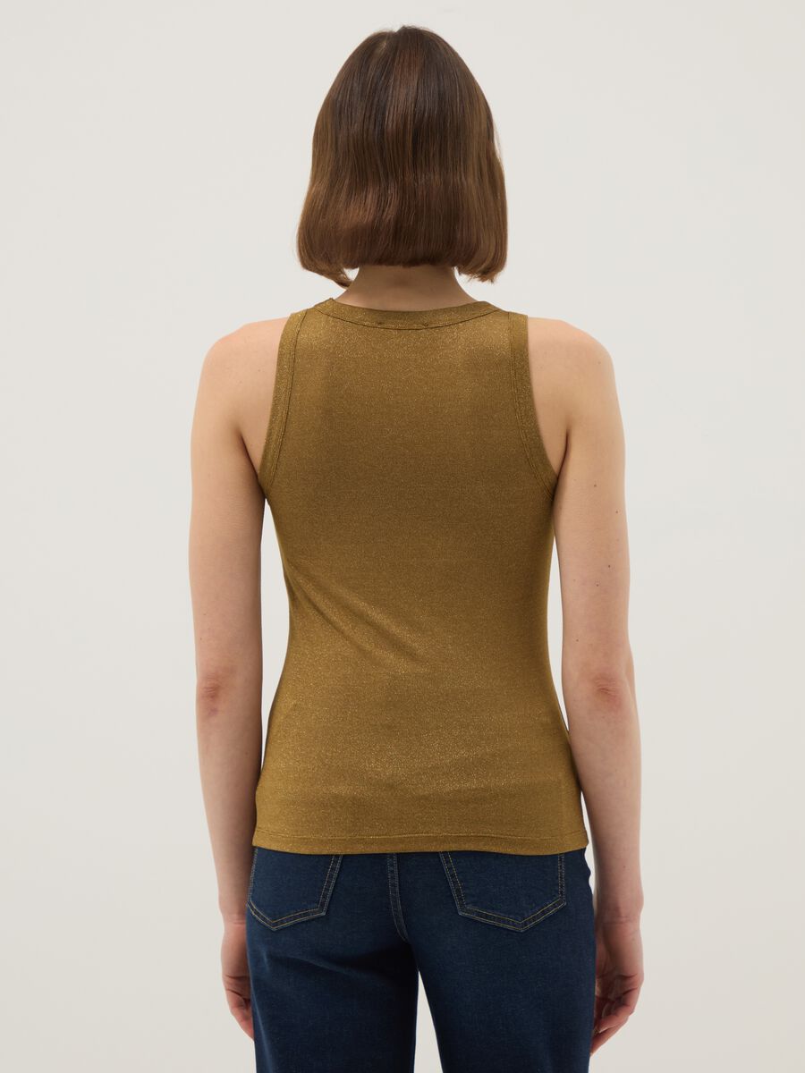 Glitzerndes gelbes Top Regular Fit mit d&uuml;nnen Tr&auml;gern_3