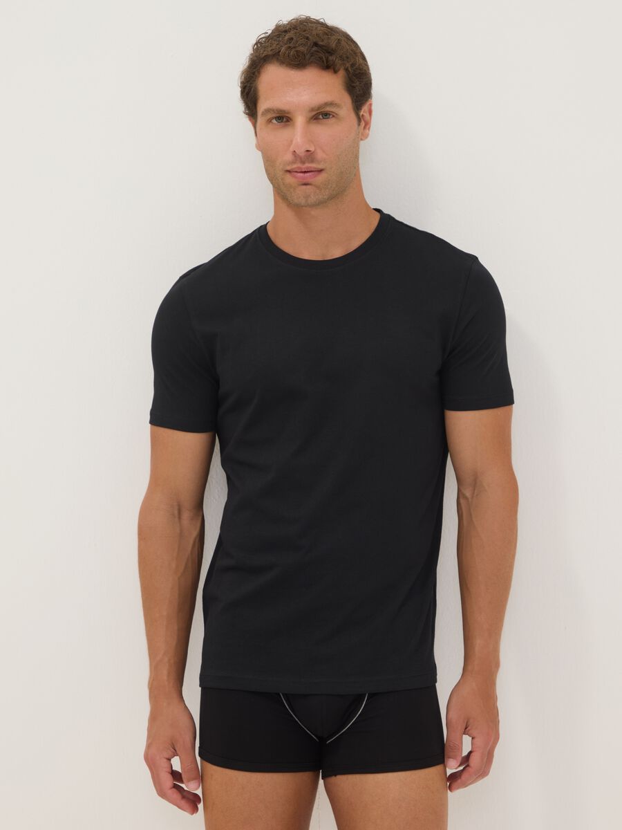 3er-Pack schwarze T-Shirts aus Bio-Baumwolle mit kurzen &Auml;rmeln_0