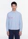 Camisa azul cropped em algod&atilde;o puro &agrave;s riscas, corte oversize_2