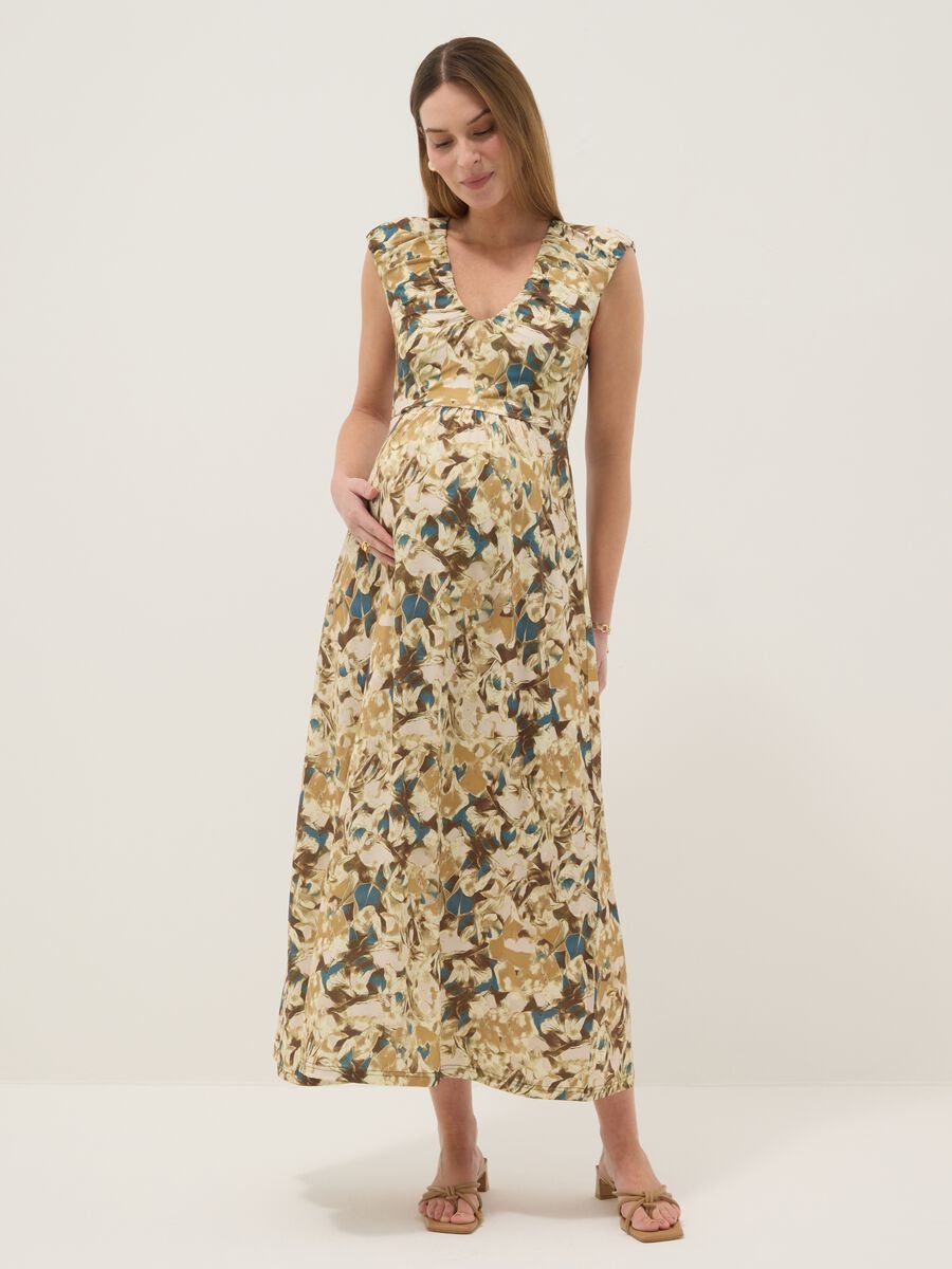 Abito premaman multicolor in tessuto elasticizzato_0