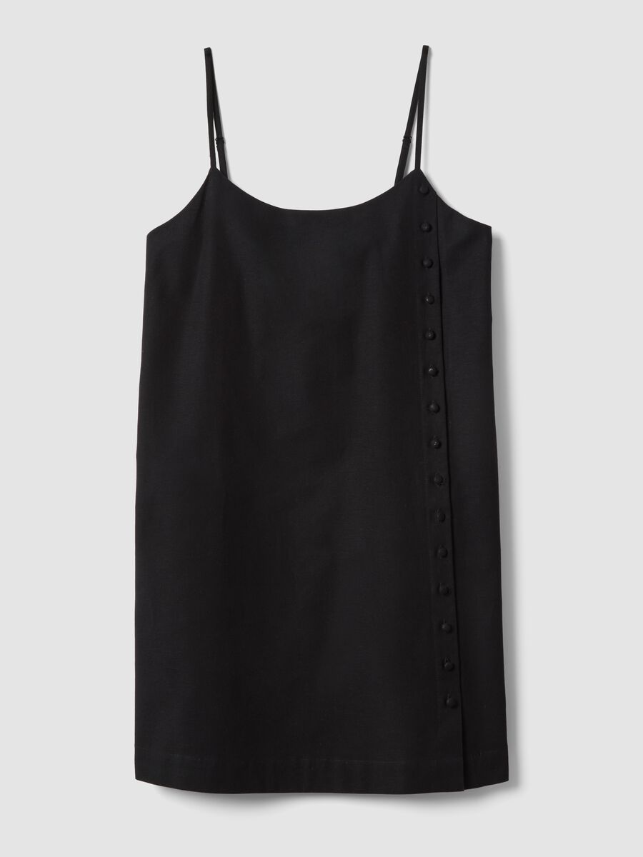 Black slip dress in cotton-linen blend_0