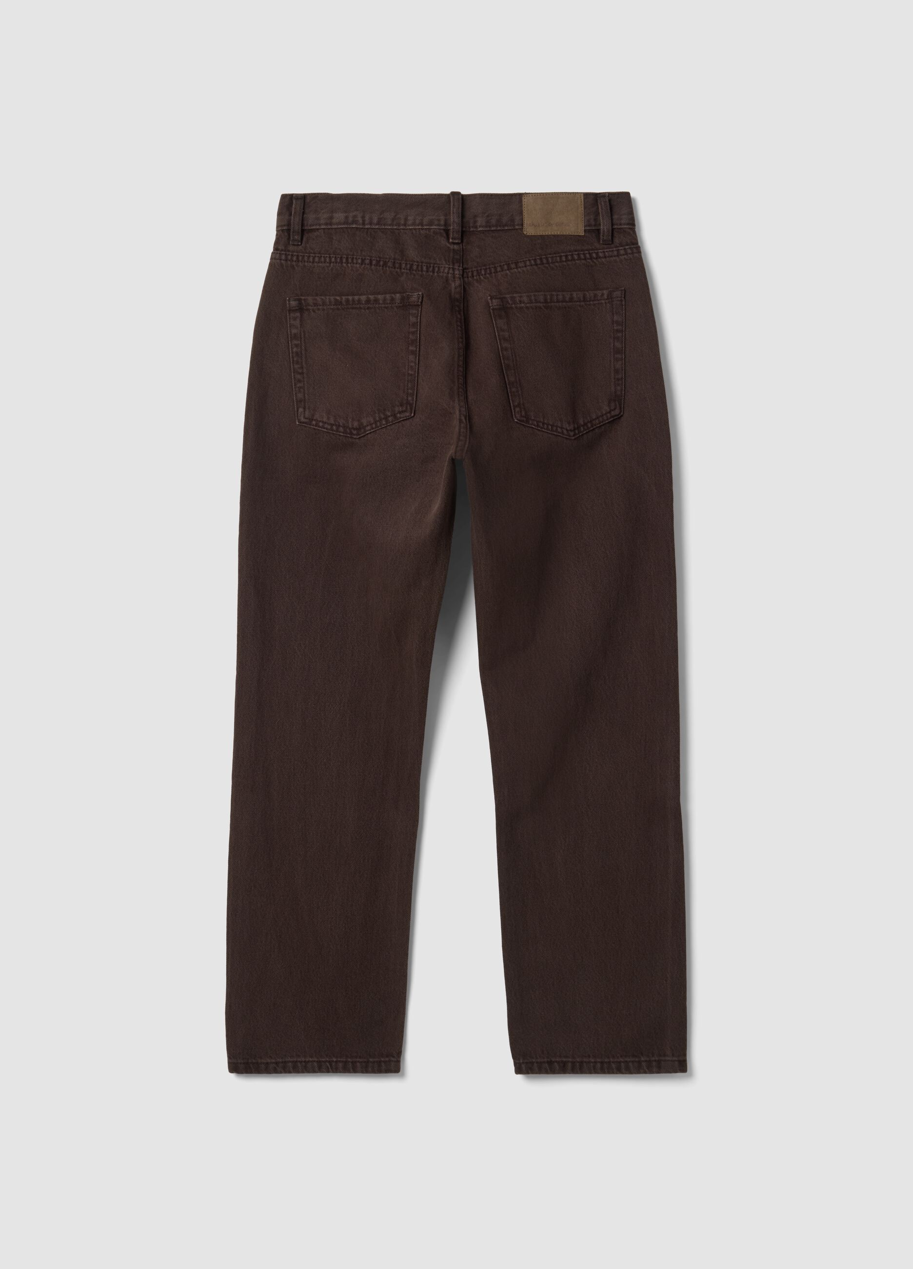 Brown pure cotton straight-fit jeans