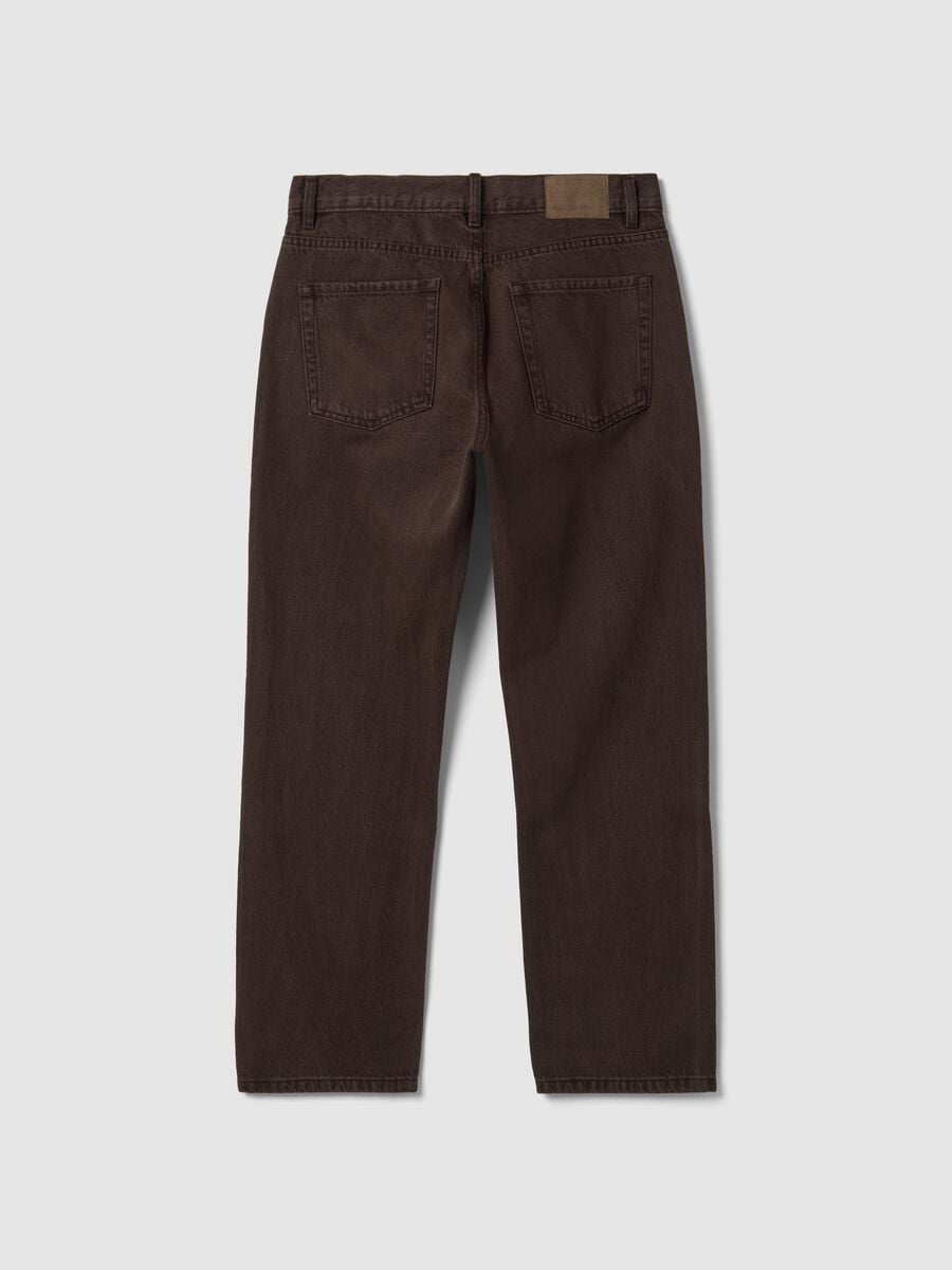 Brown straight-fit 100% cotton jeans_5