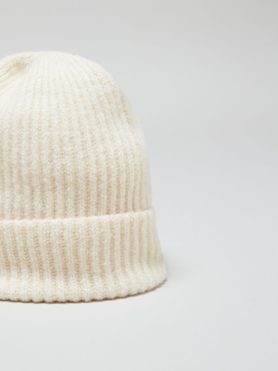 Solid colour ribbed beanie hat_2
