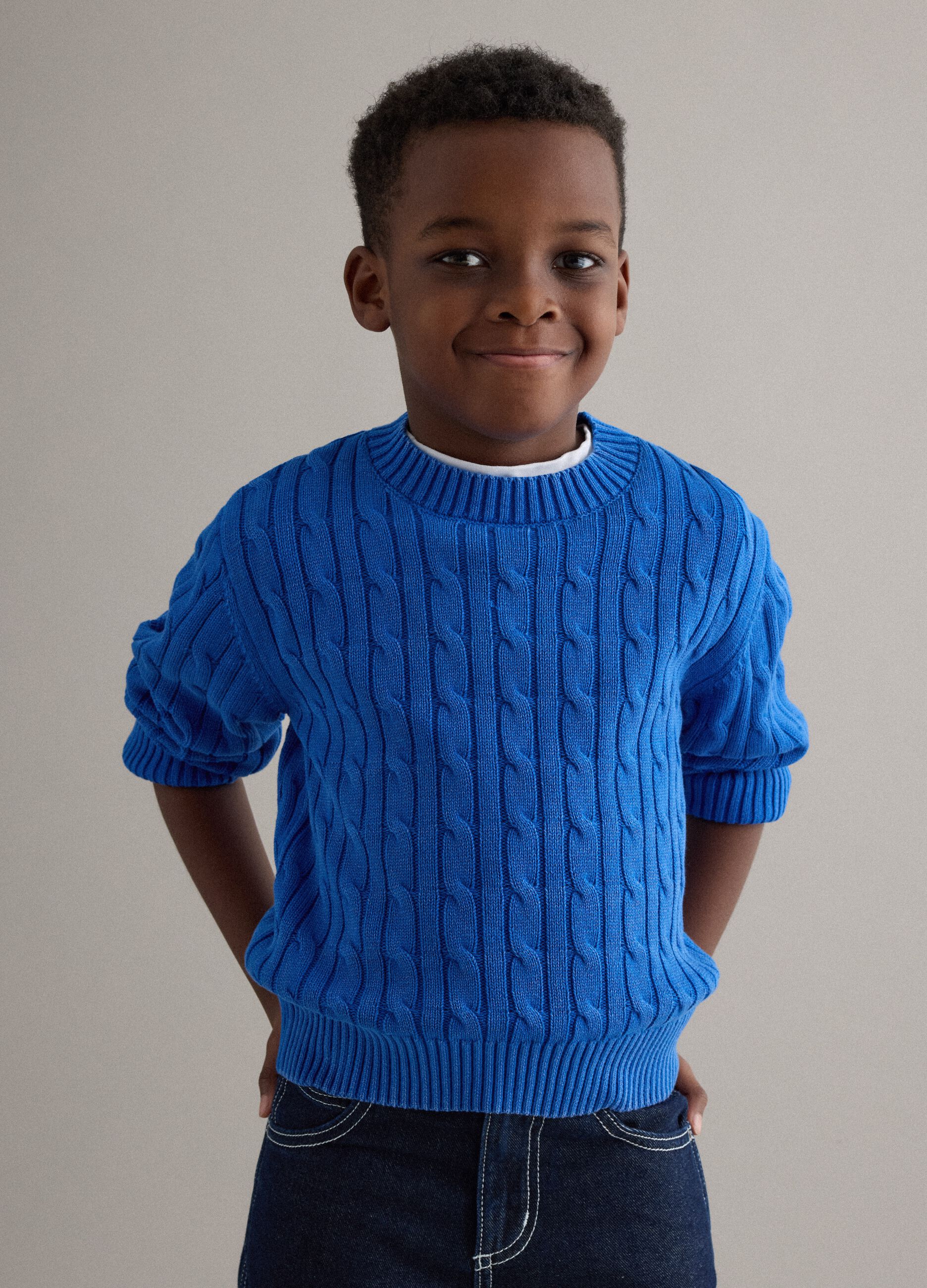 Kids' blue regular fit pure cotton pullover