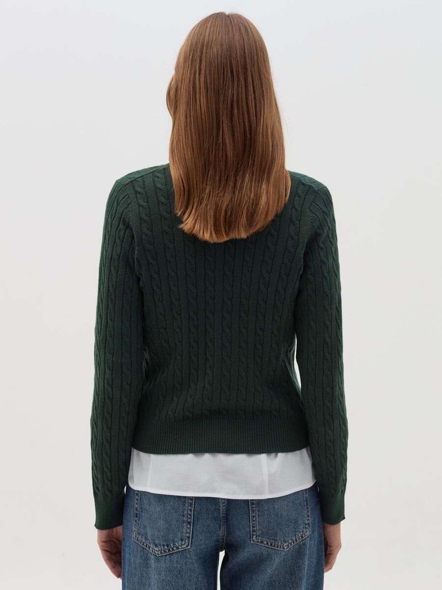 Ribbed cardigan with cable-knit design_3