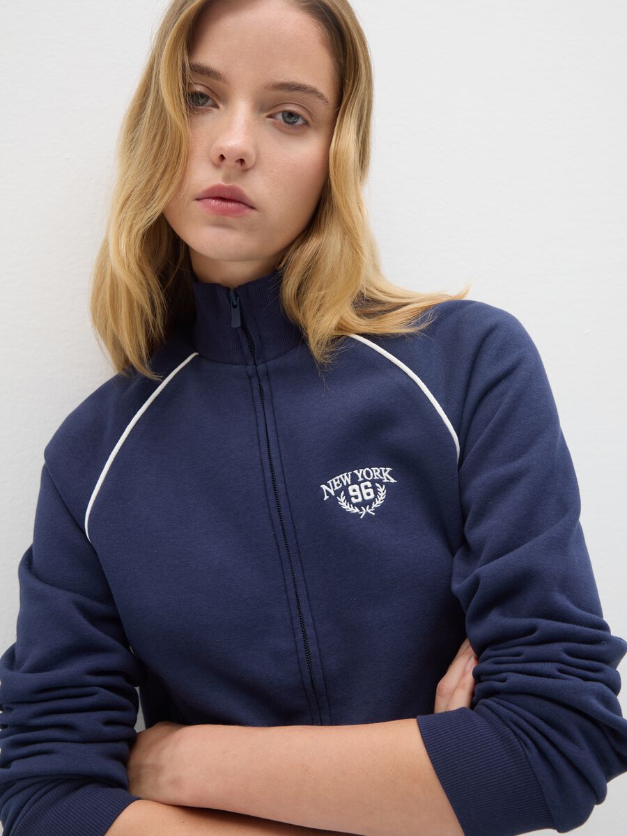 Blue cotton blend sweatshirt regular fit_1