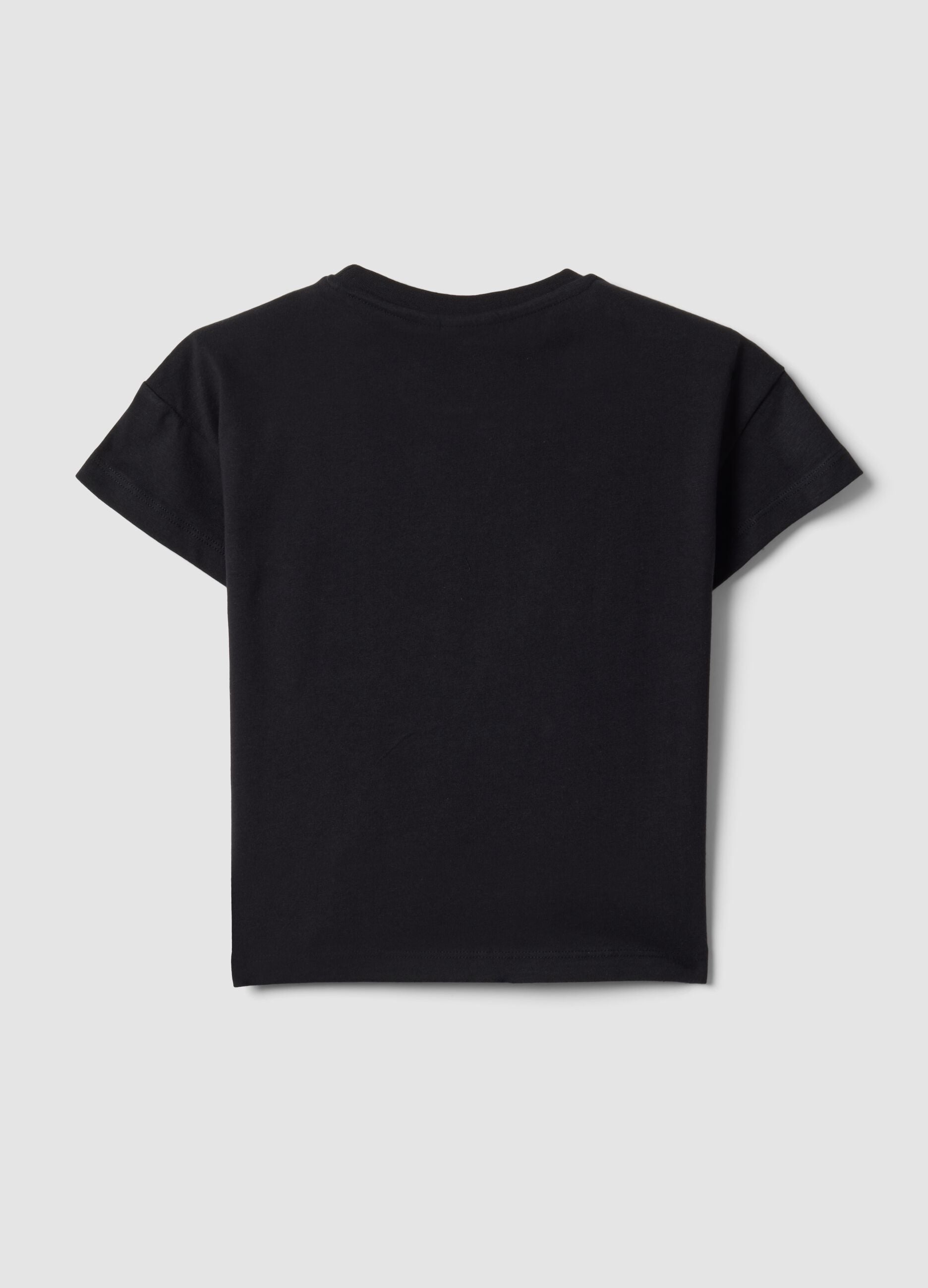 Schwarzes T-Shirt aus reiner Baumwolle mit K-Pop Demon Hunters Print f&uuml;r M&auml;dchen