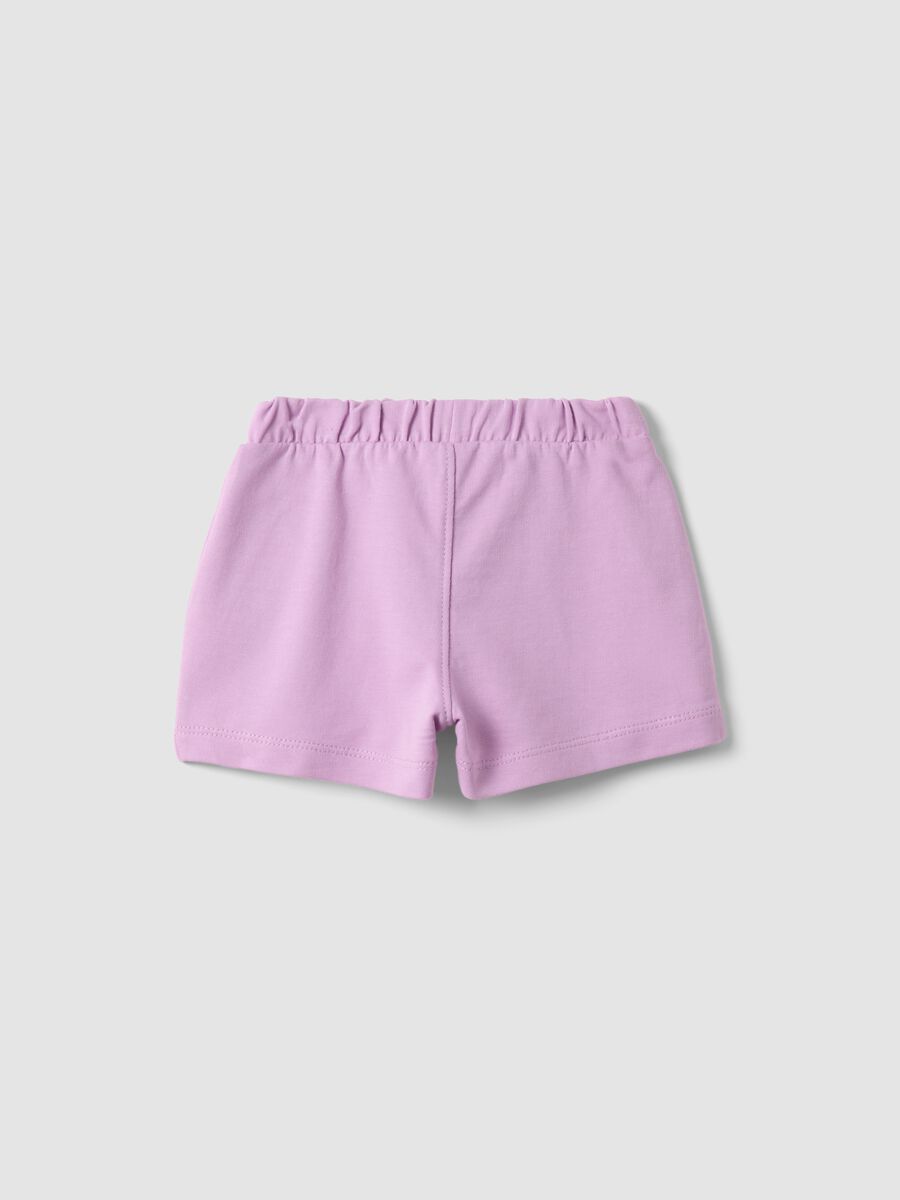Girls' regular fit purple pure cotton shorts with bow_1