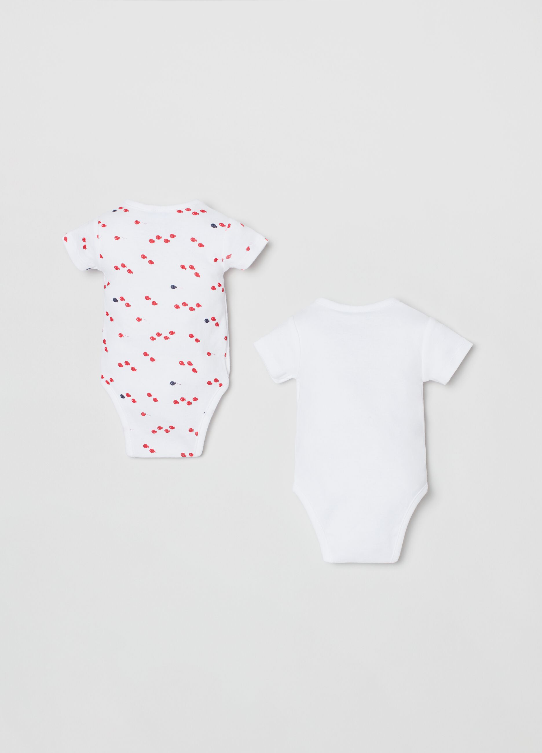 Two-pack bodysuits with fish and whales print