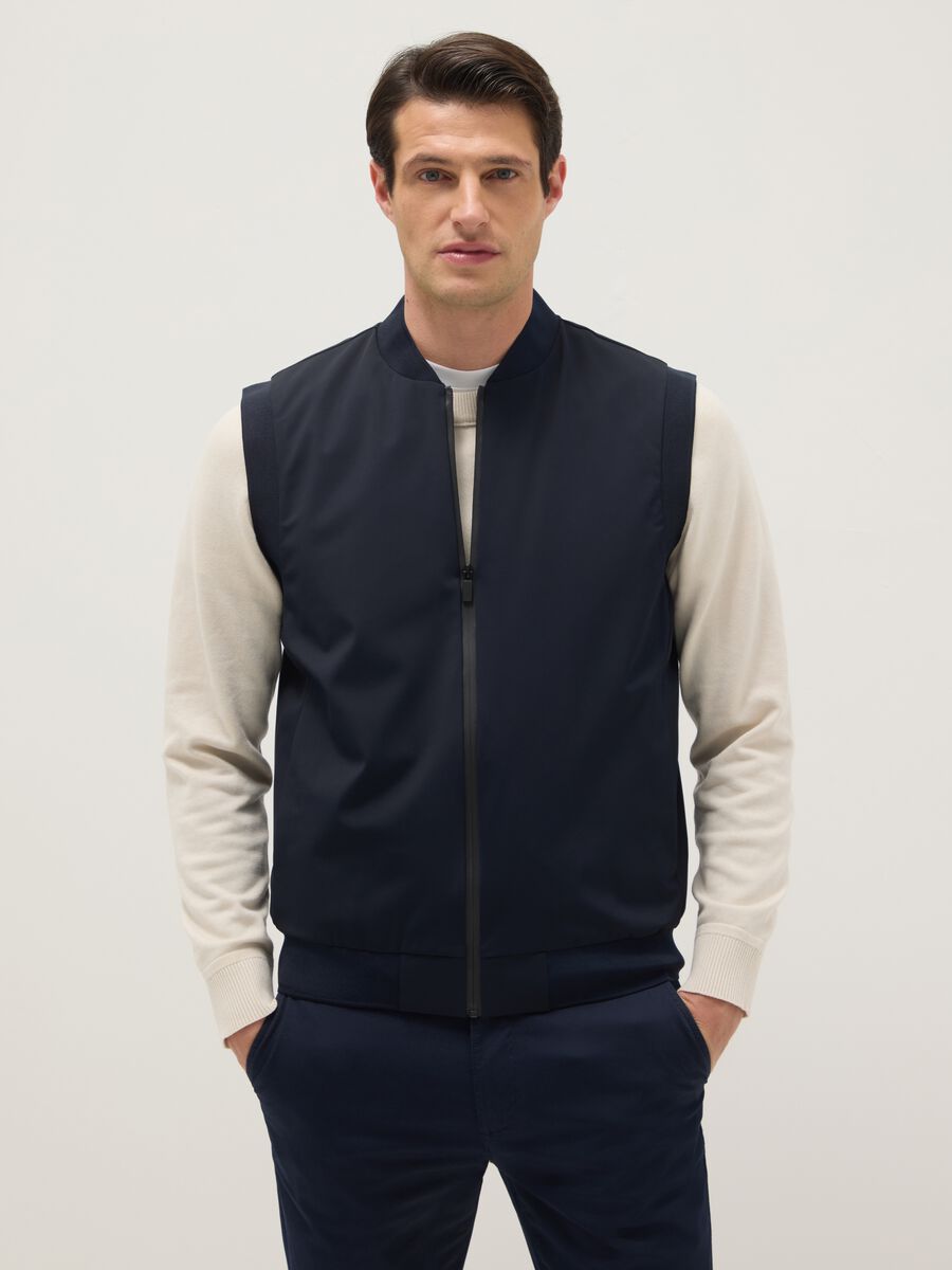 Blue regular fit gilet with full zip_0