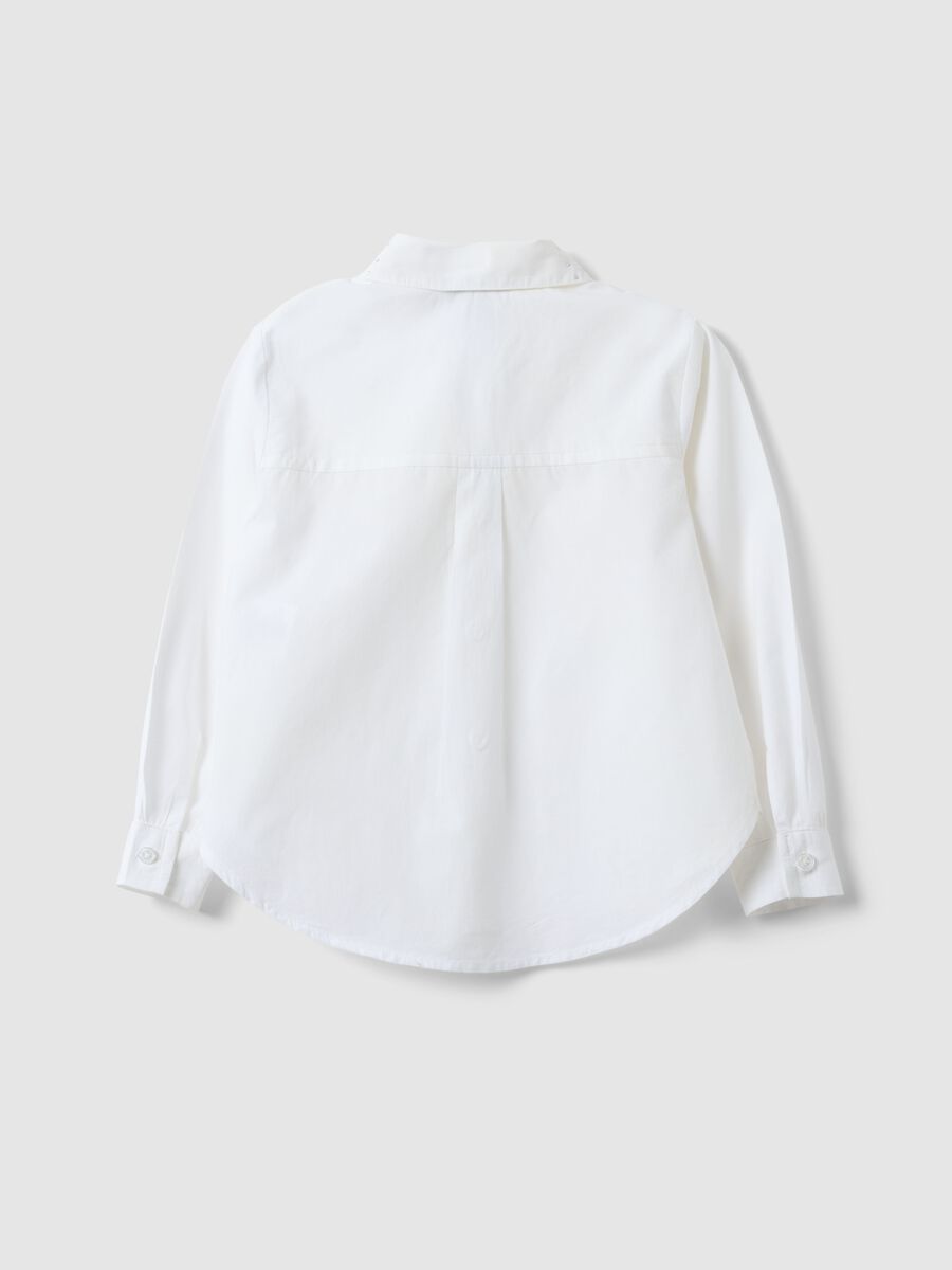 Camisa branca de menina com mangas compridas em algod&atilde;o puro_1