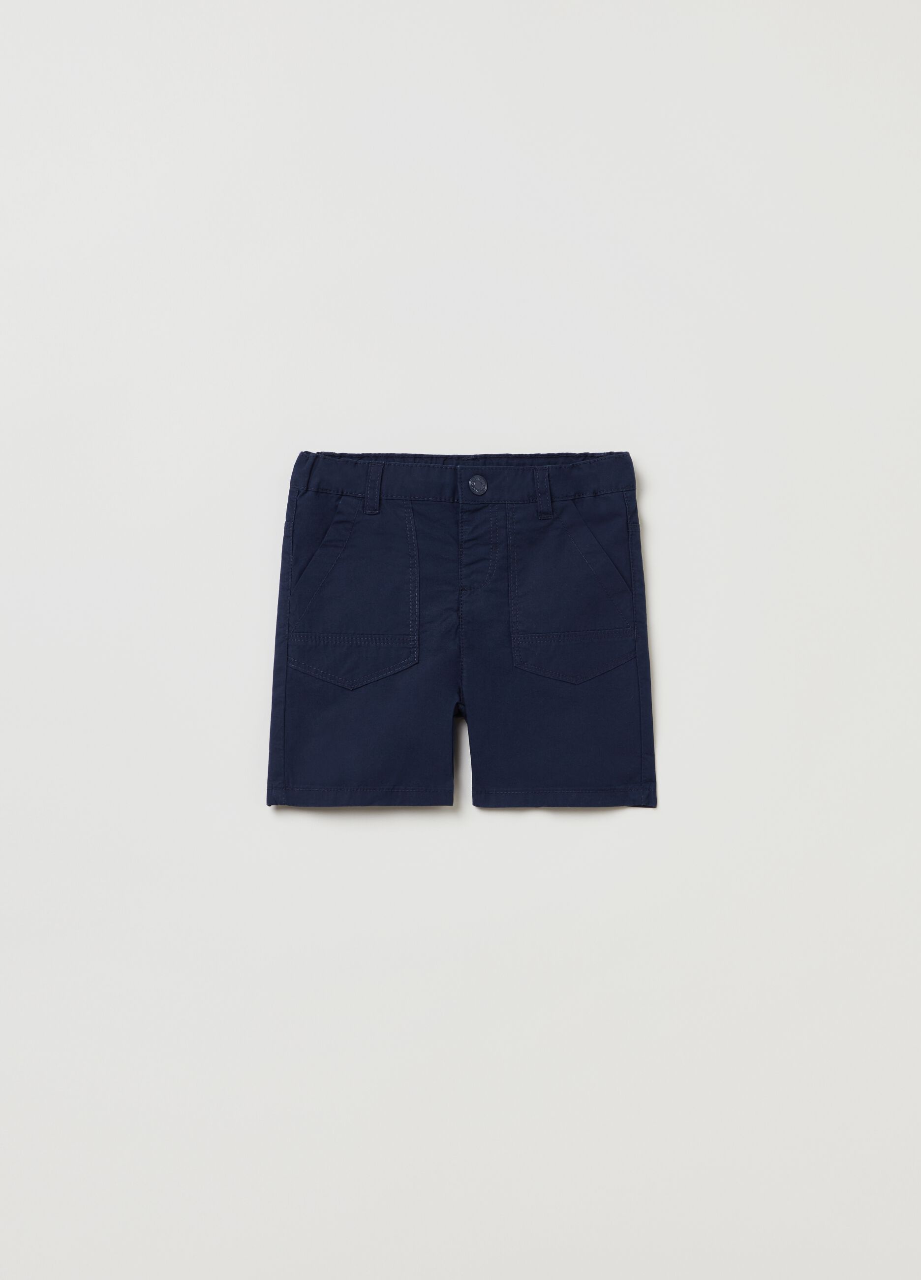 Solid colour poplin Bermuda shorts