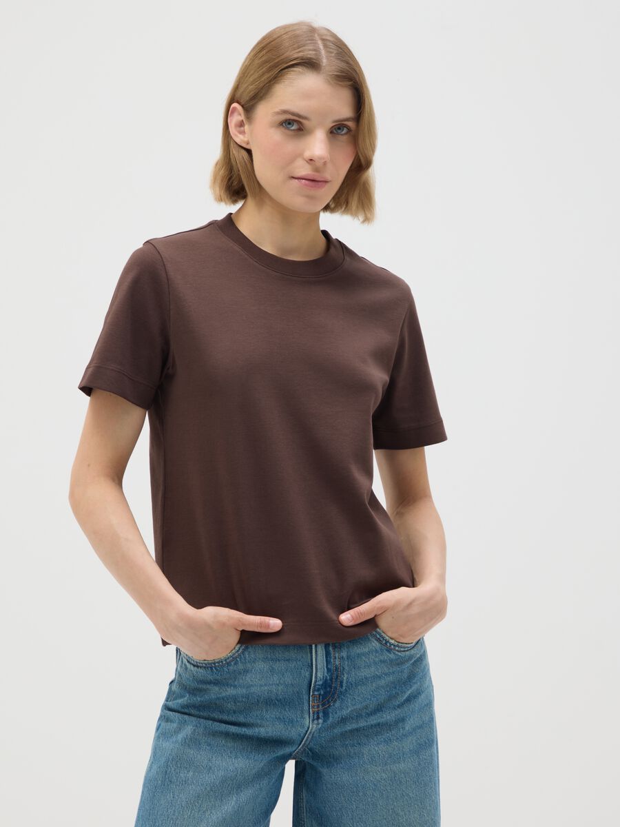Brown pure cotton regular fit t-shirt_1