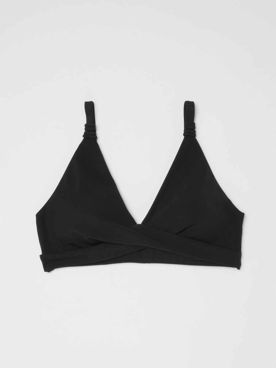 Black triangle bikini top in stretchy shaping fabric_4