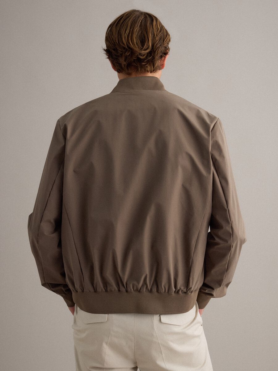 Brown regular fit bomber with full zip_3