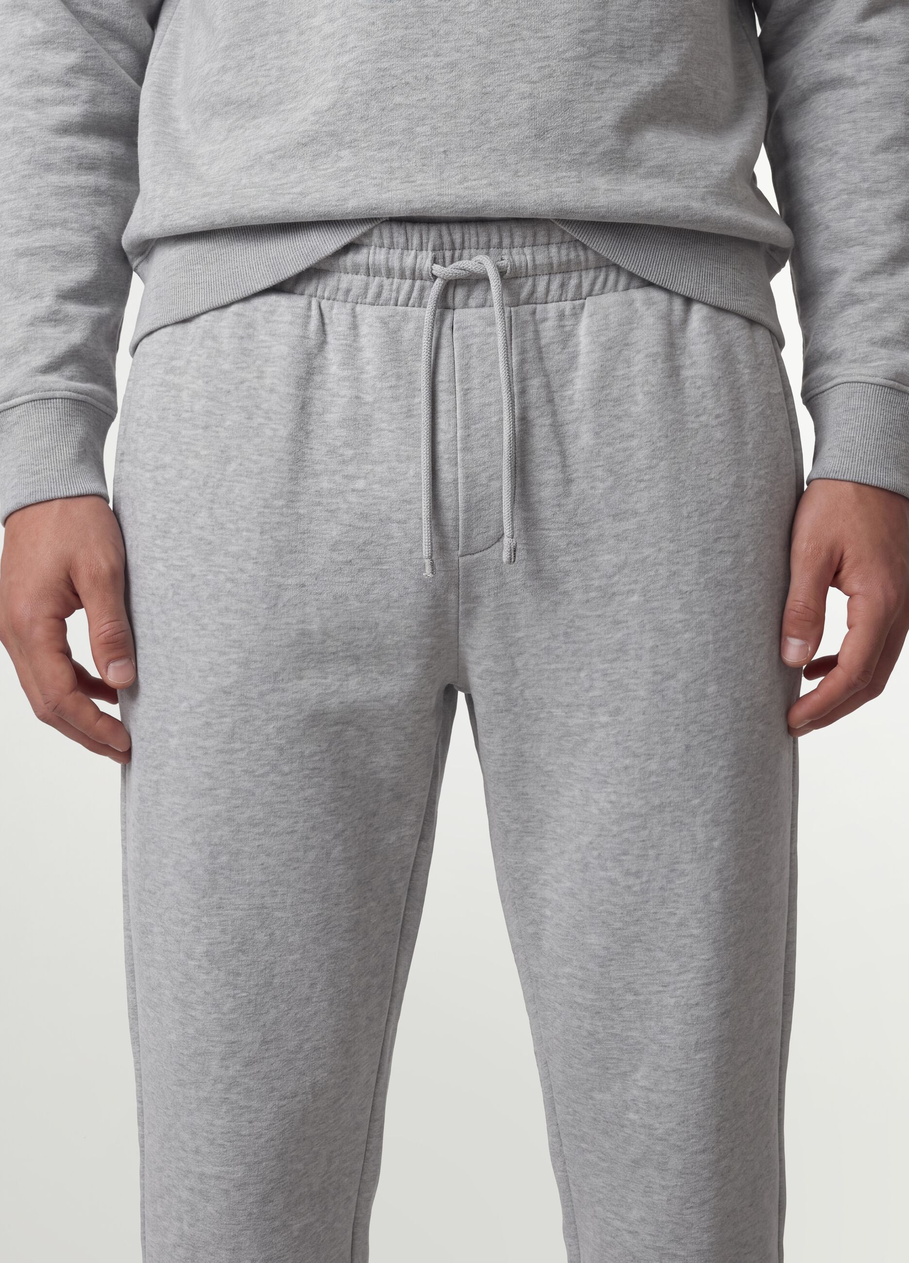 Grey cotton-blend jogger trousers, regular fit