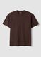 Brown pure cotton crew-neck T-shirt, relaxed fit_4
