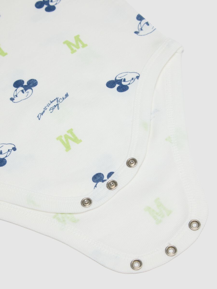 Sleeveless multicolour pure cotton baby Mickey Mouse bodysuit duo pack_3