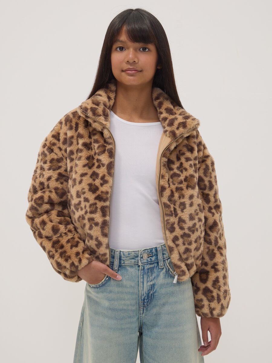 Padded animal print jacket with zip, regular fit_1