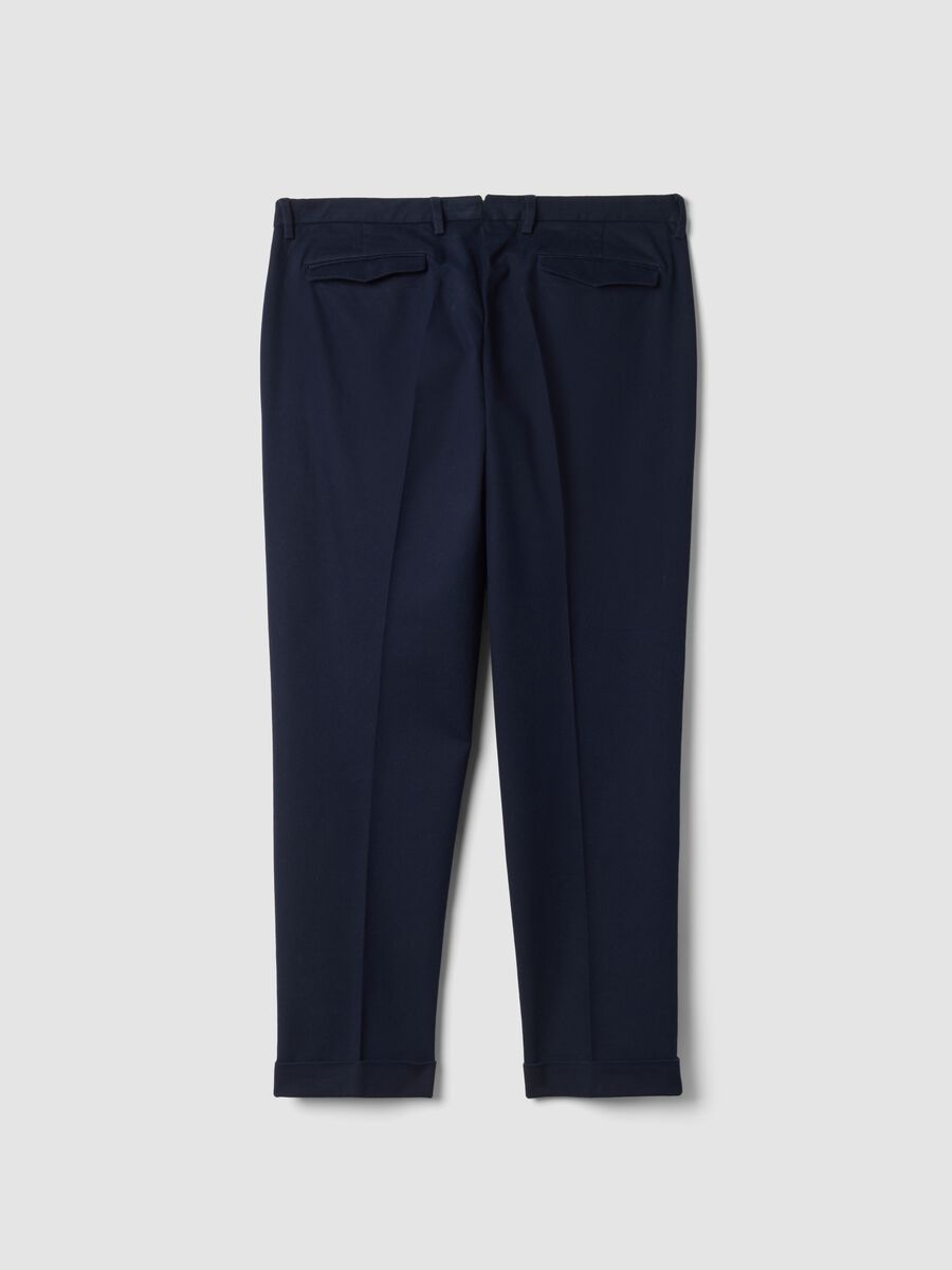 Pantaloni chino blu navy in cotone elasticizzato regular fit_1