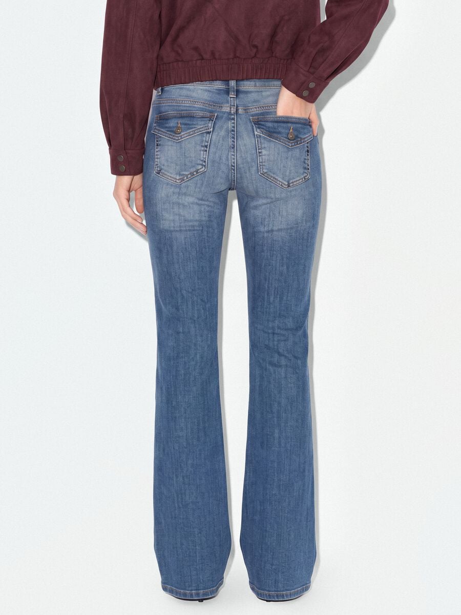 Blue stretch cotton flare jeans_2
