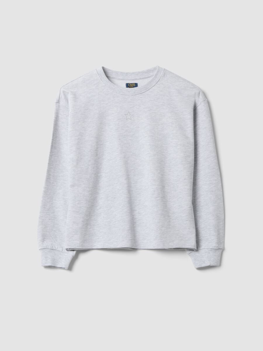 Graues Sweatshirt aus 100 % Baumwolle mit Stern f&uuml;r M&auml;dchen, Relaxed Fit_0