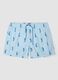Blue striped swim shorts with seahorse print_0