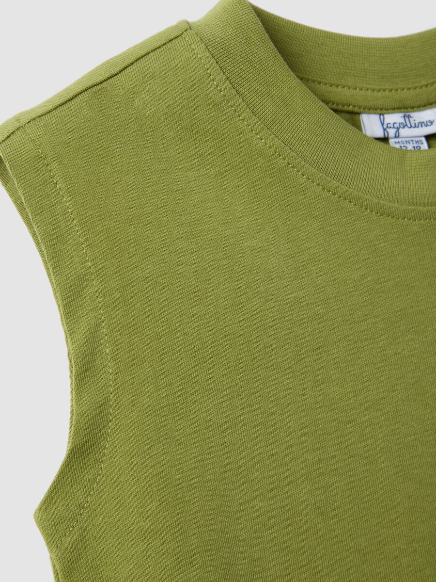 Green pure cotton children's vest regular fit with pocket_3