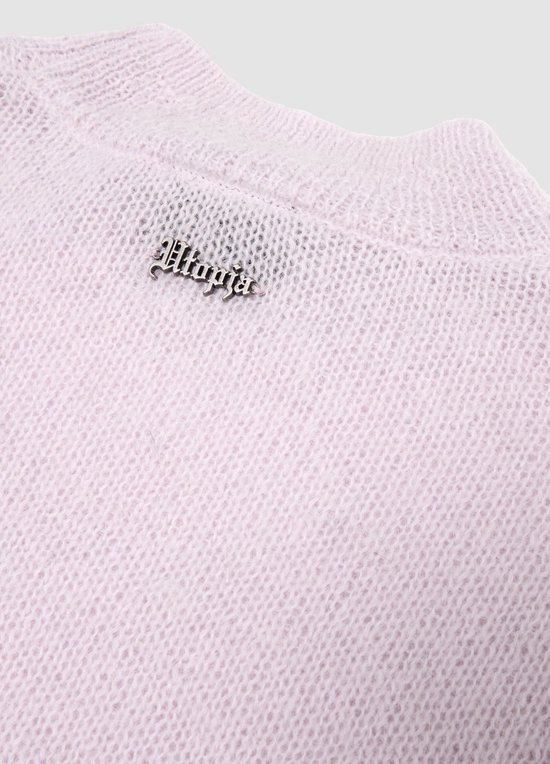 Mohair-Pullover mit Rundhalsausschnitt in Hellrosa