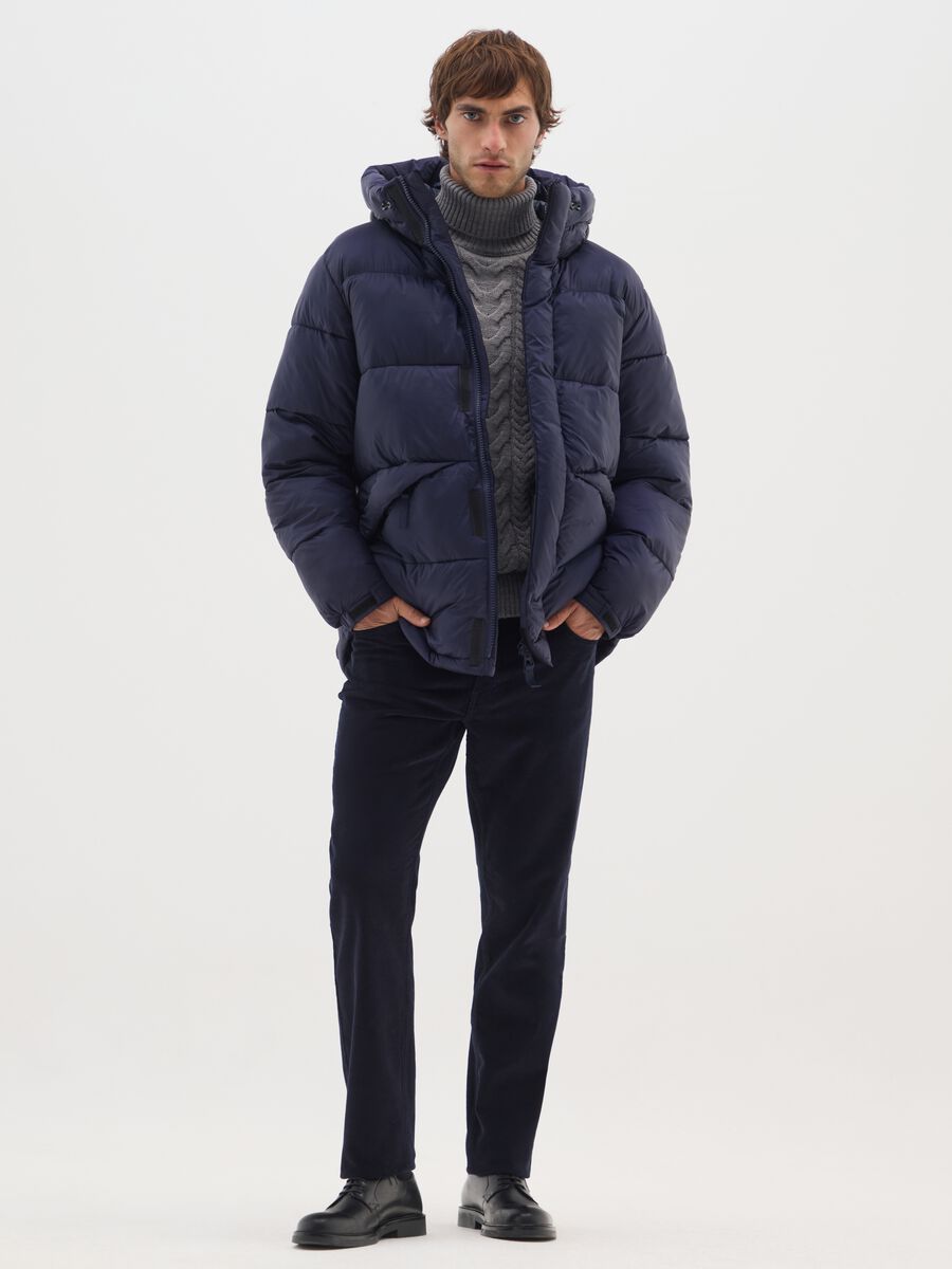 Blue Iconic Puffer Jacket with Adjustable Hood_1