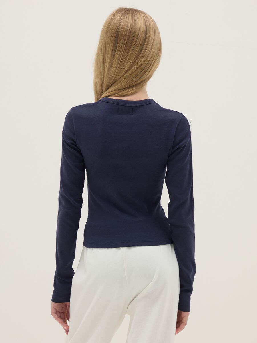 Slim fit blue stretch cotton T-shirt with stars for girls_1