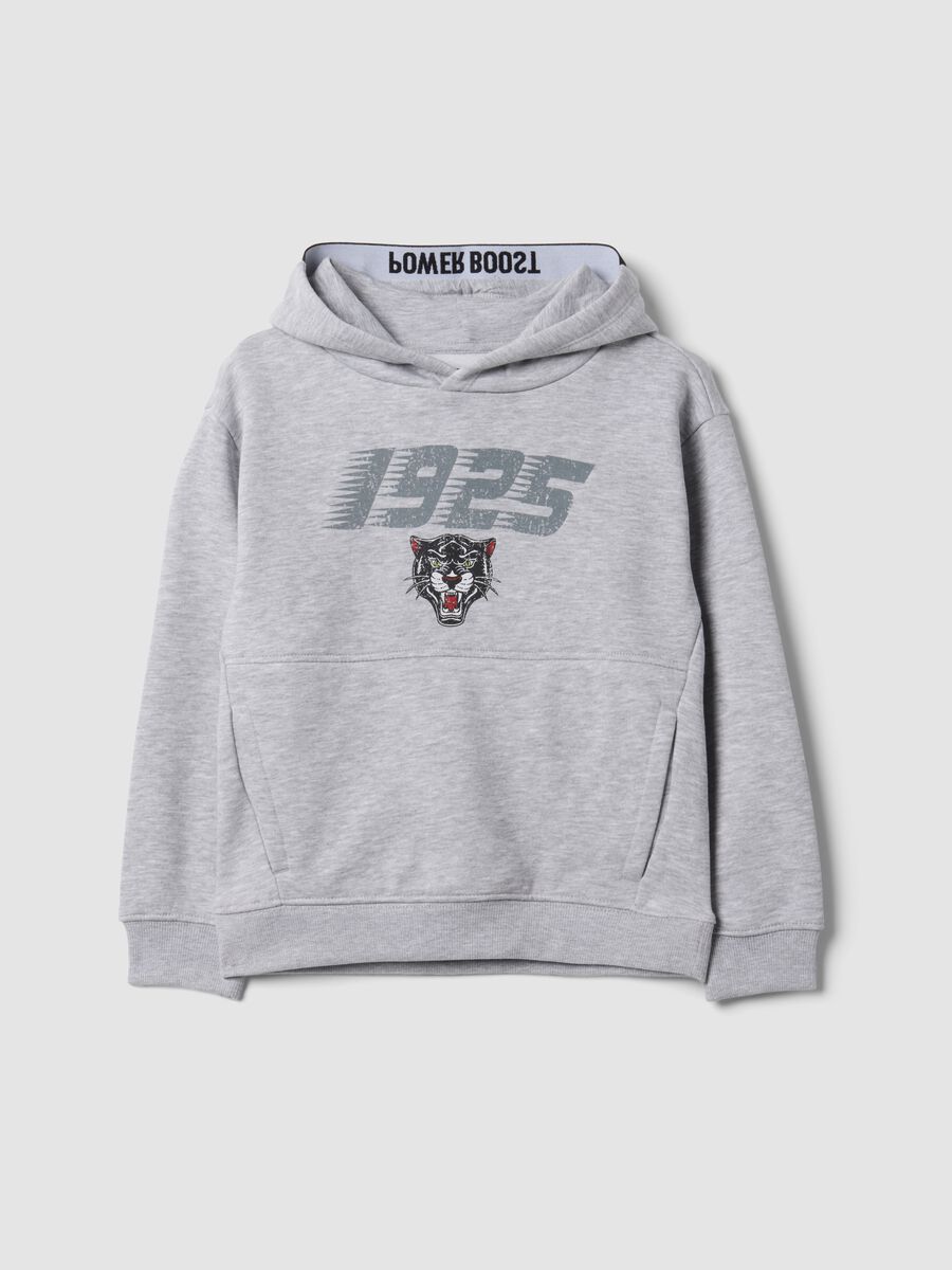 Grauer Hoodie aus Baumwoll-Viskose-Mix mit Print f&uuml;r Jungen_0