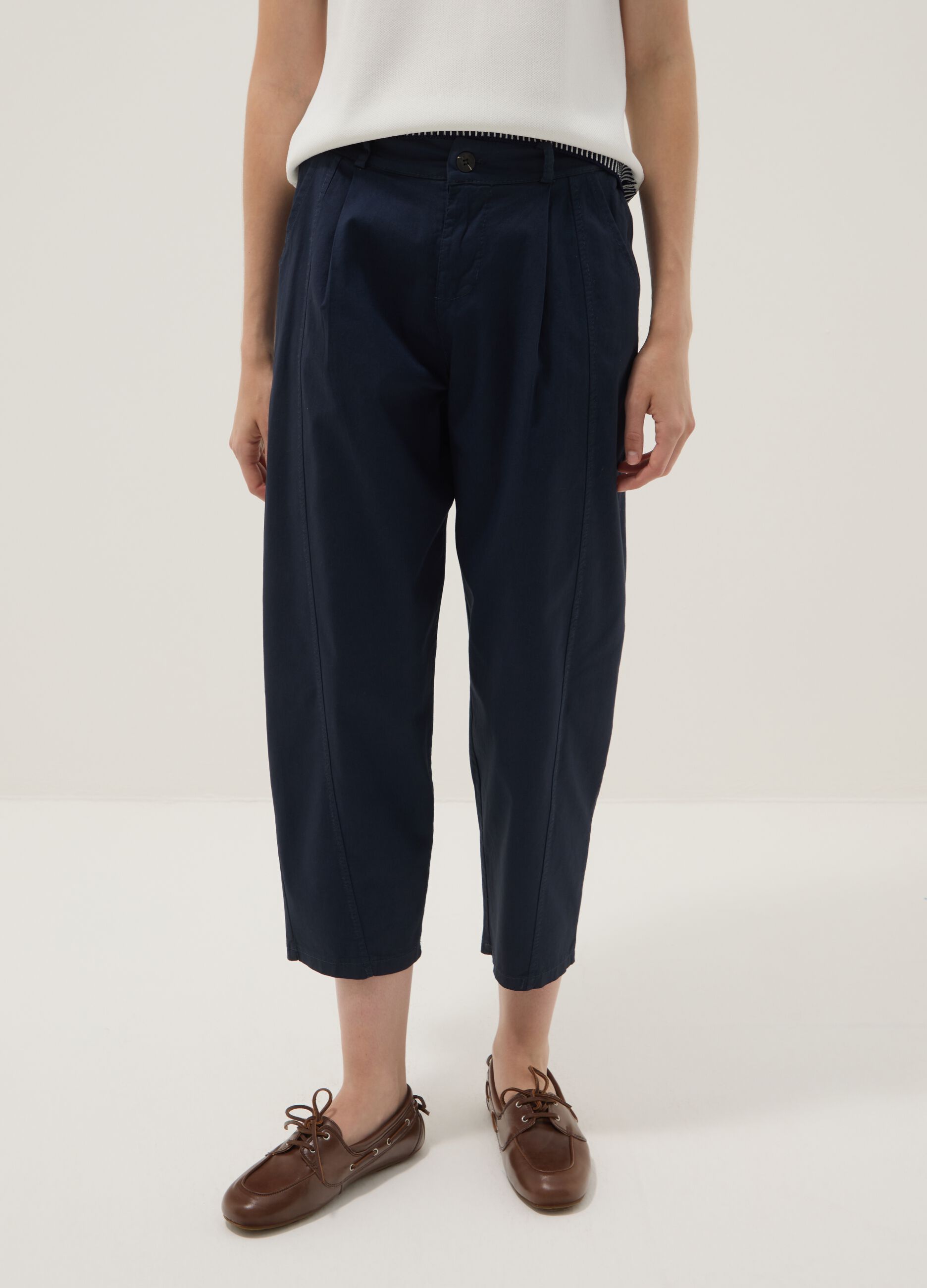 Blue stretch cotton trousers