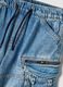 Light blue pure cotton cargo jeans with elasticated waist, relaxed fit_4