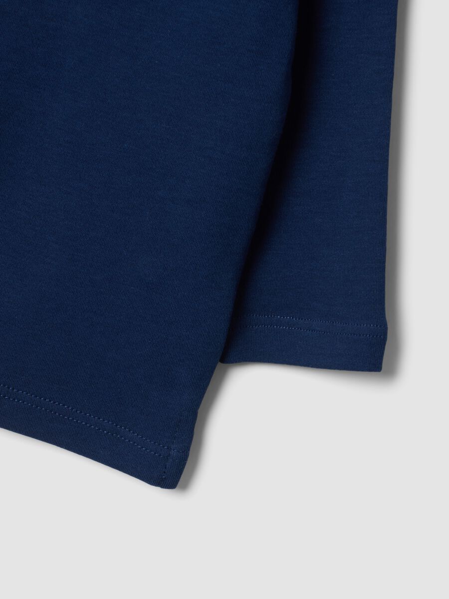 Polo blu in puro cotone organico a maniche lunghe per bimbo_3