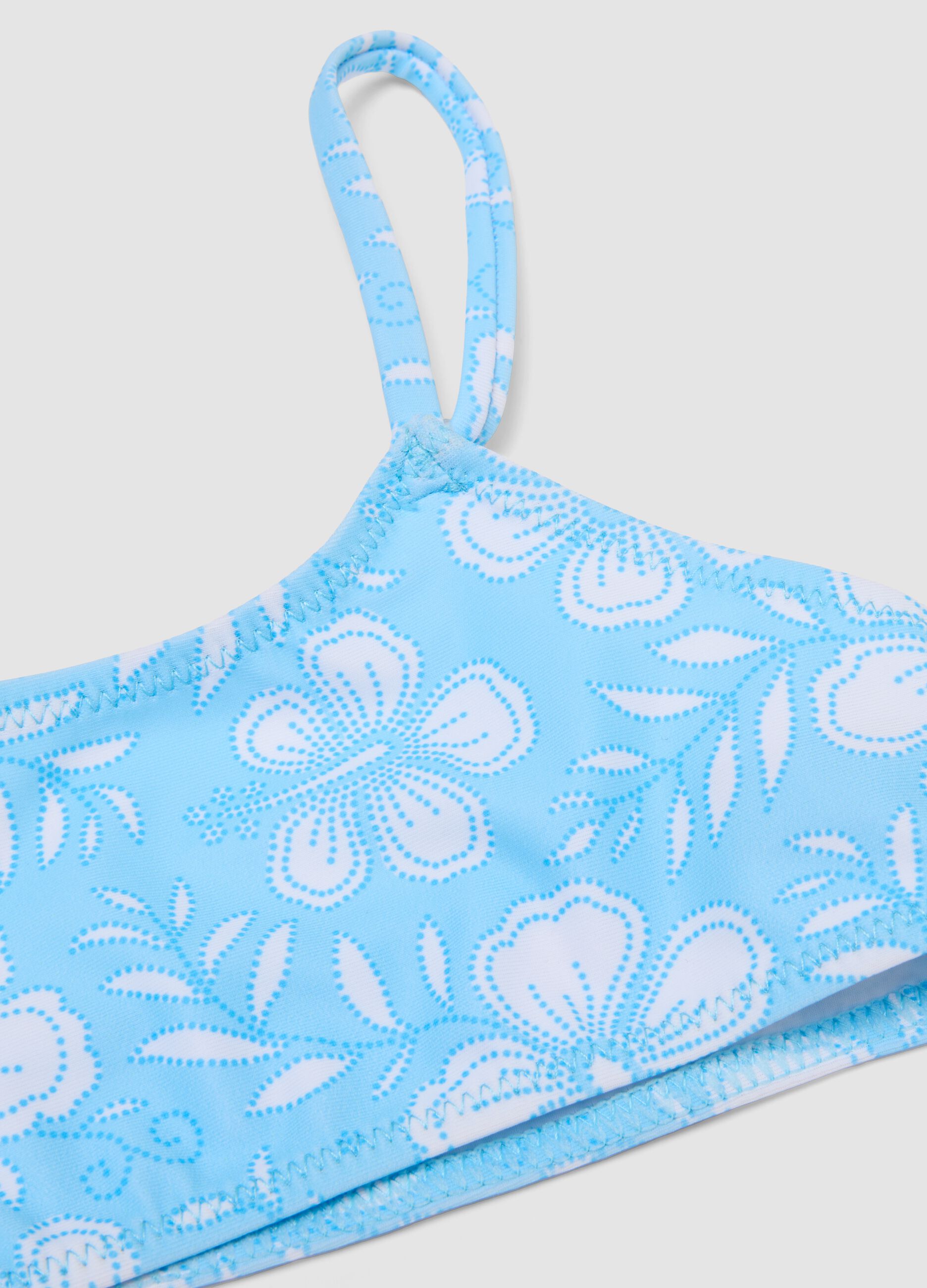 Girls&rsquo; light blue floral print bikini