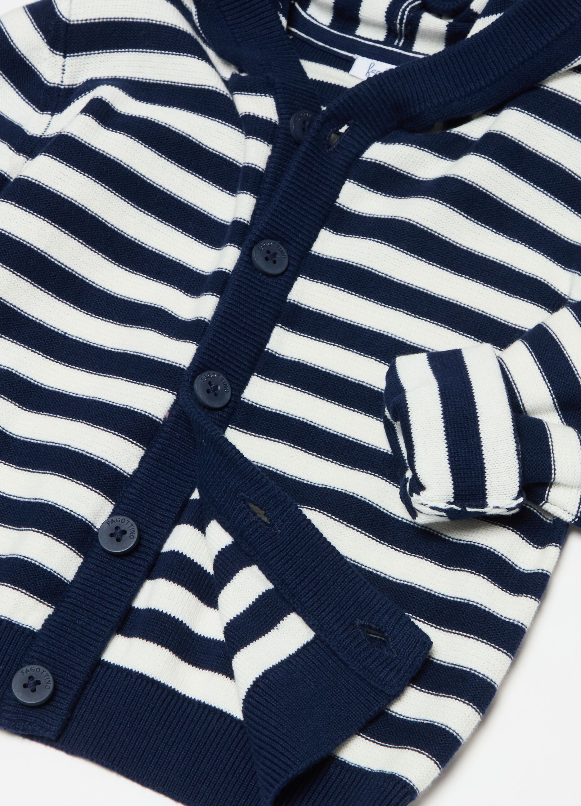 Striped cotton cardigan with hood