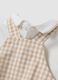 Beige organic cotton set with T-shirt and short dungarees_3