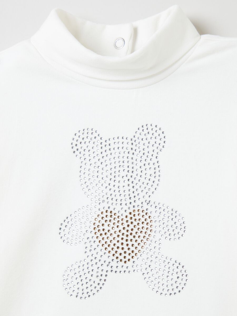 T-shirt with high neck with diamanté teddy bear_2