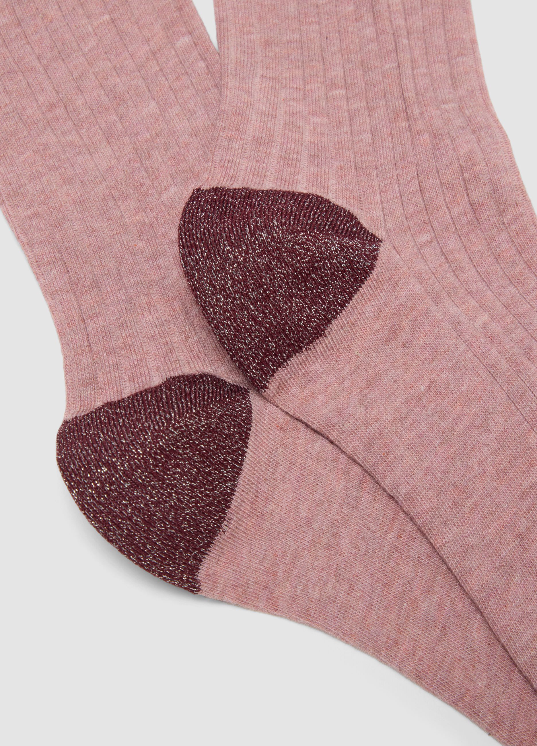 Ribbed pink stretch cotton socks