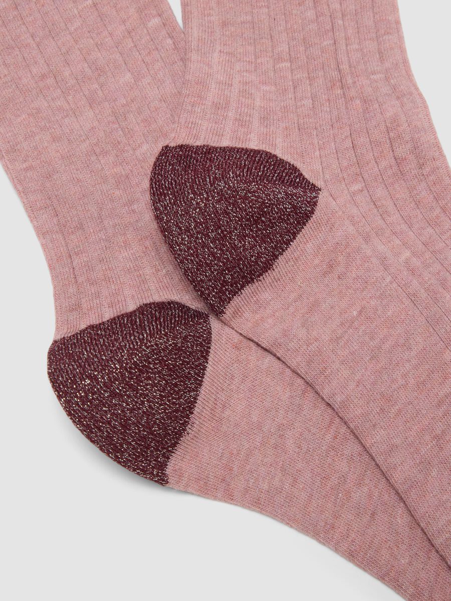 Ribbed pink stretch cotton socks_1