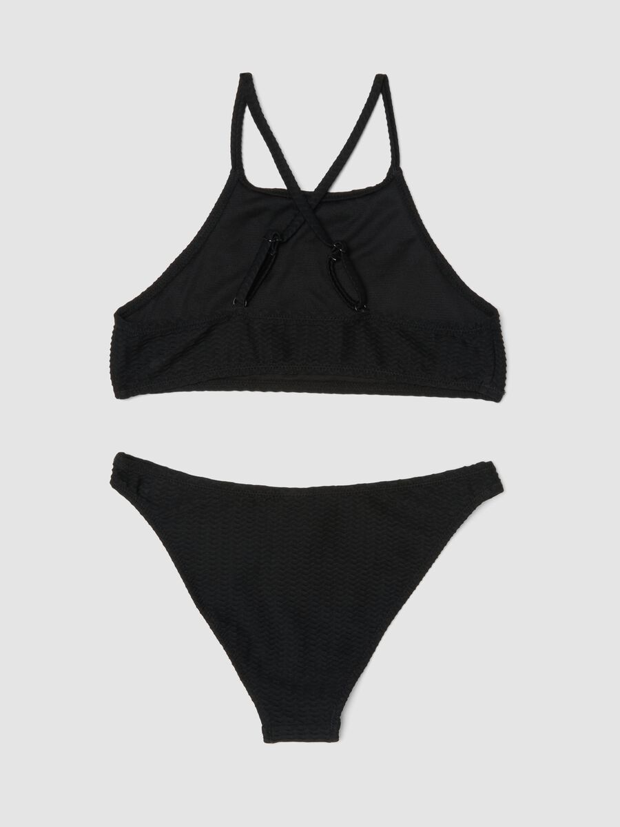 Black textured stretch-fabric bikini_1