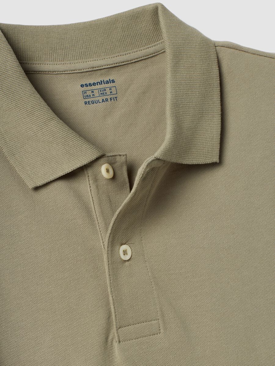 Green pure cotton piqu&eacute; polo shirt with classic collar, regular fit_6