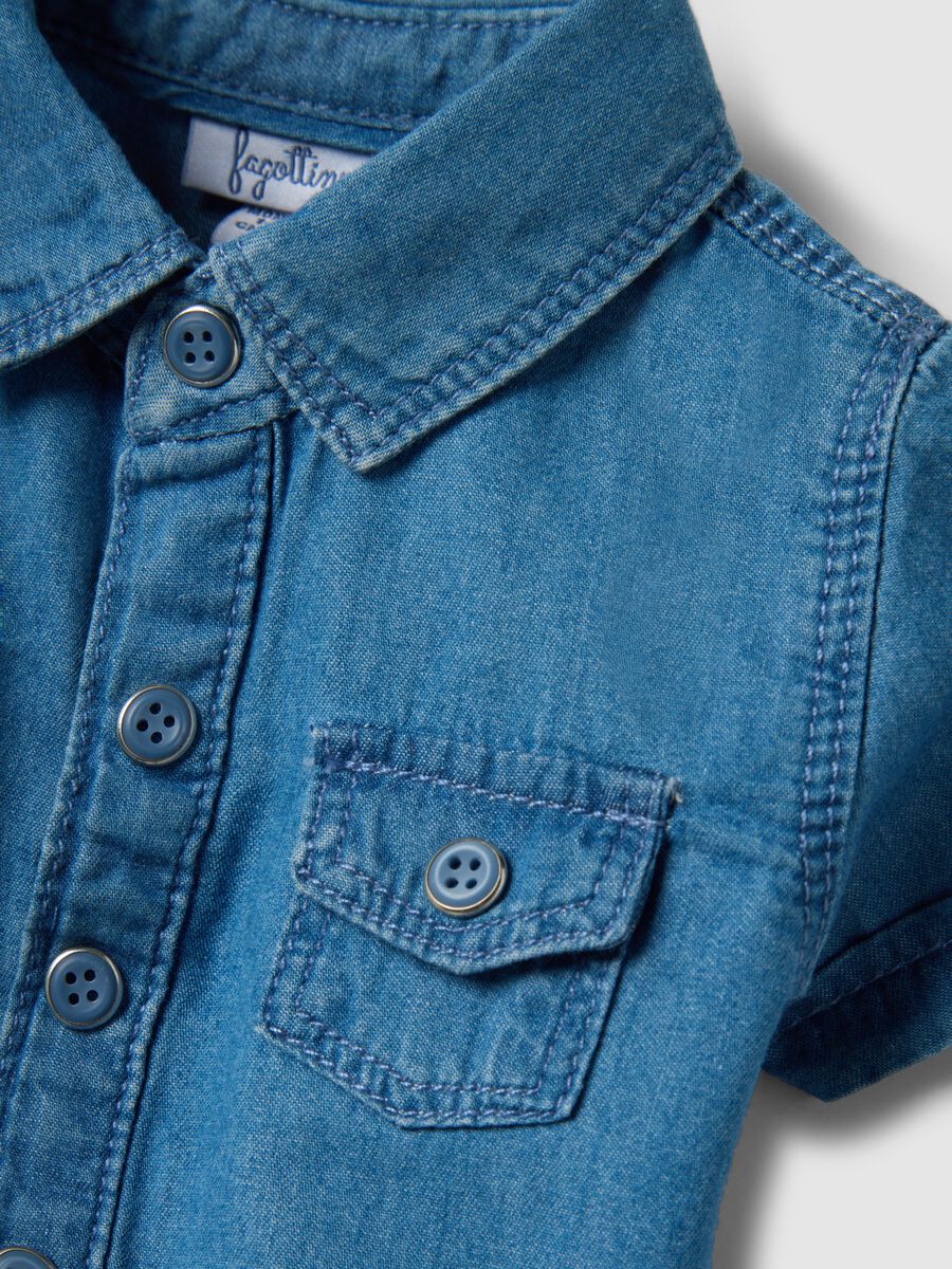 Regular fit pure cotton denim bodysuit for girls_2