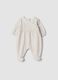 White pure organic cotton baby sleepsuit with gingham print_0