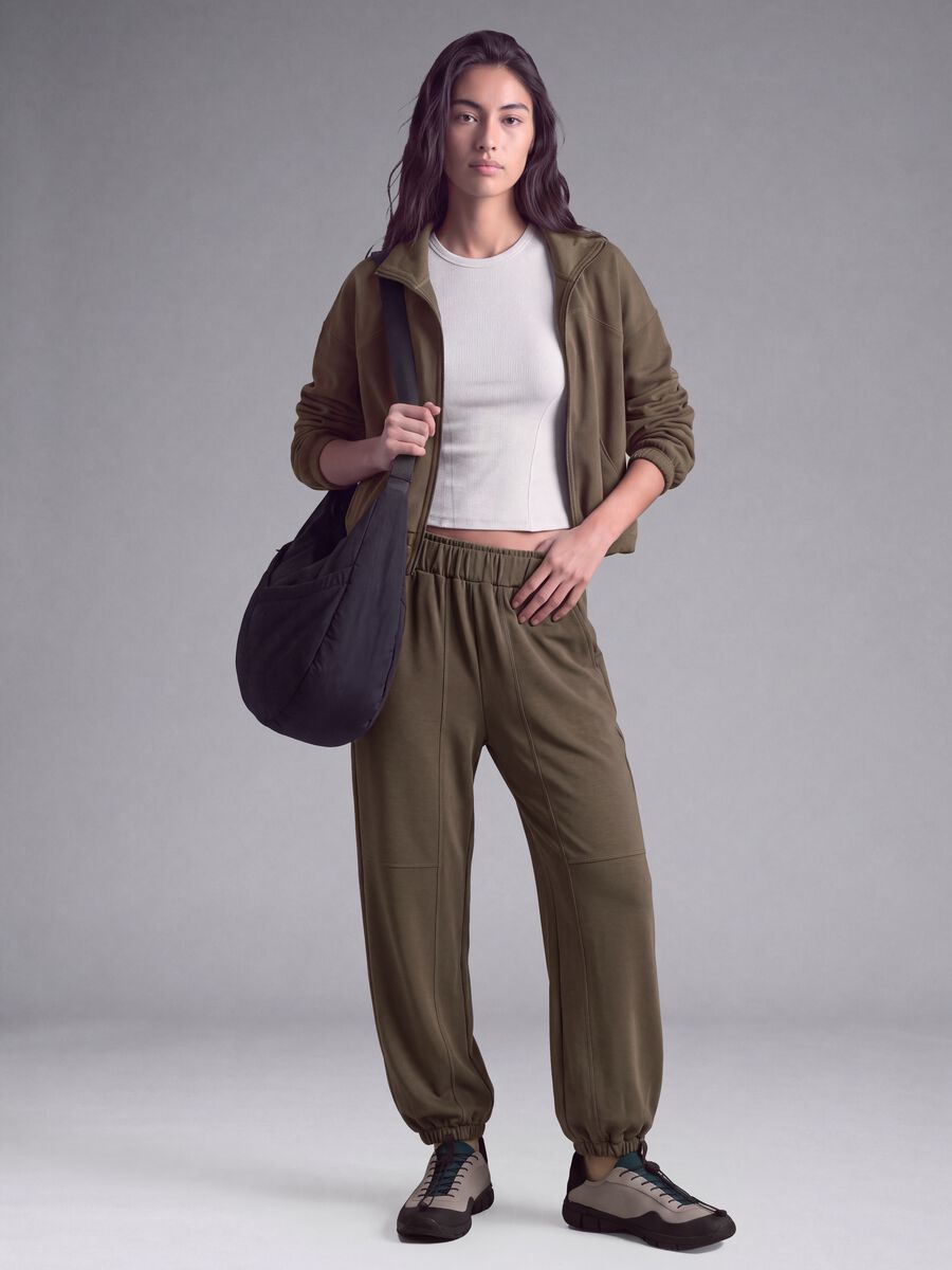 Brown stretch viscose joggers_1
