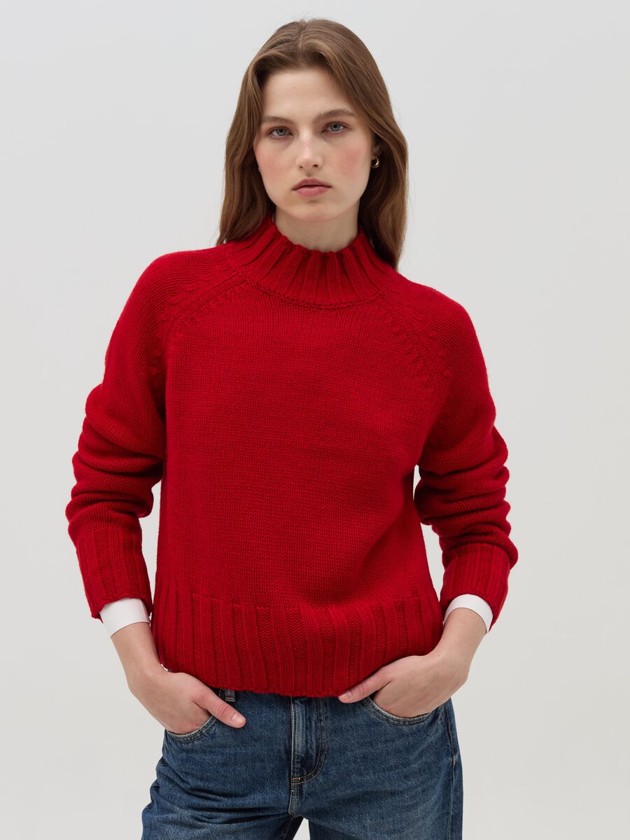 Knitted top with mock neck_0