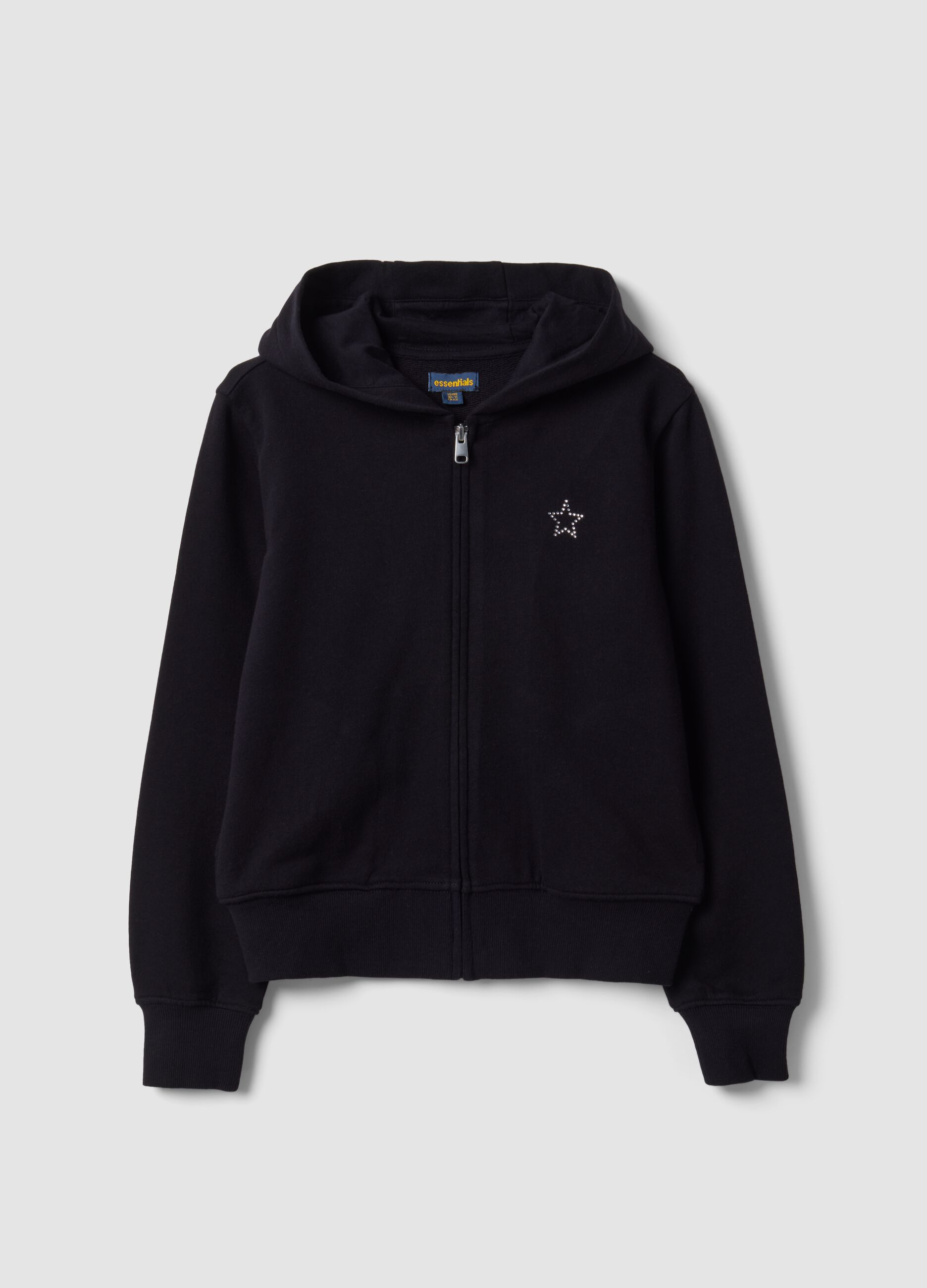Schwarzer Hoodie aus reiner Bio-Baumwolle mit Stern f&uuml;r M&auml;dchen