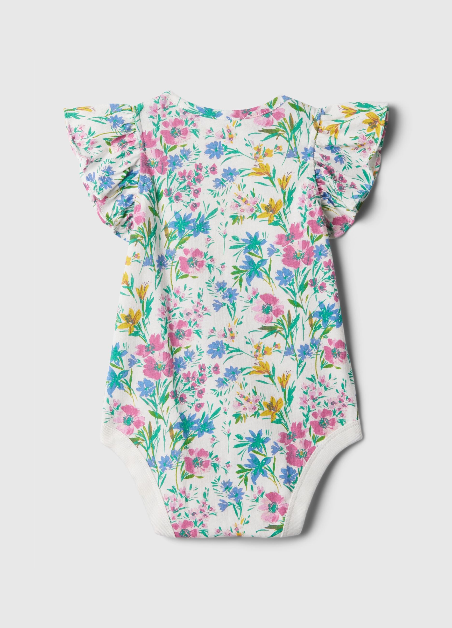 Cotton bodysuit with print and flounce